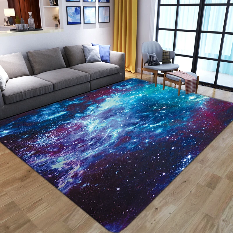 

3D Galaxy Space Stars Carpets For Home Living Room Decoration Bedroom Parlor Bedside Sofa Area Rugs Soft Flannel Large Floor Mat