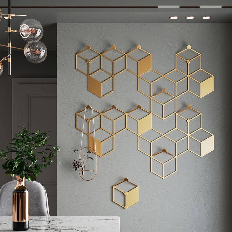 

Роскошные креативные подвесные крючки светильник вешалка для одежды с геометрическим рисунком в виде сот, железная вешалка для полотенец, ...