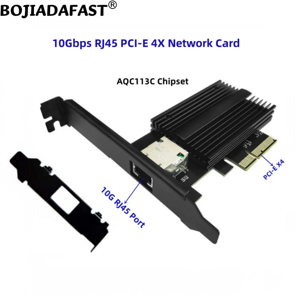 Фото Сетевая карта Ethernet для сервера с разъемом RJ45 10 Гбит/с и интерфейсом PCIe X14 PCI-E 4X, AQC113C, поддержка Windows 10/11 №1
