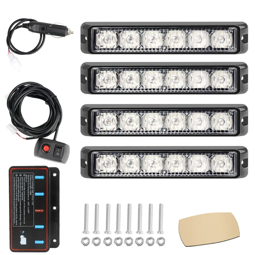 

Car Strobe Flashing Lights Lamp 4*6LED Emergency Led Flasher Emergency Warning Light Bar For Car Truck Trailer Beacon Lamp