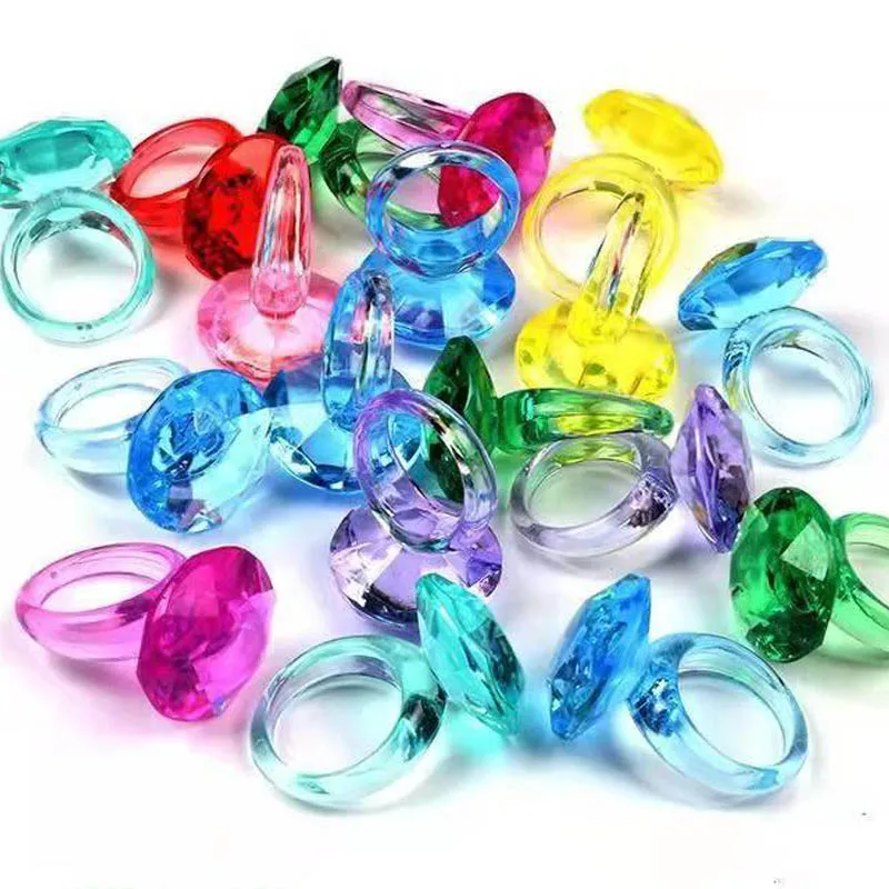 

10Piece Treasure Toys Kids Rings Jewelry Girls Funny Gift Acrylic Diamond Jewels Regalos Niños Maquillage Fille Party Favors