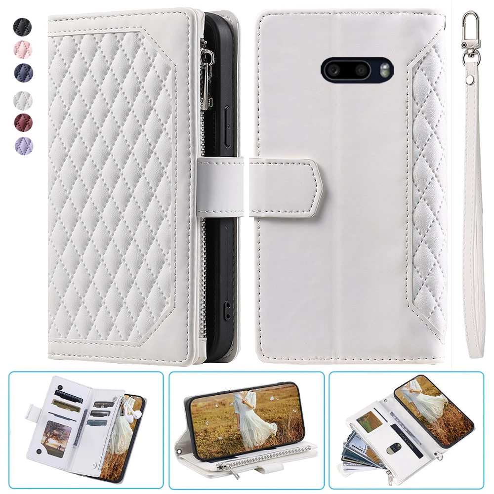 

For LG G8X ThinQ Fashion Small Fragrance Zipper Wallet Leather Case Flip Cover Multi Card Slots Cover Folio with Wrist Strap