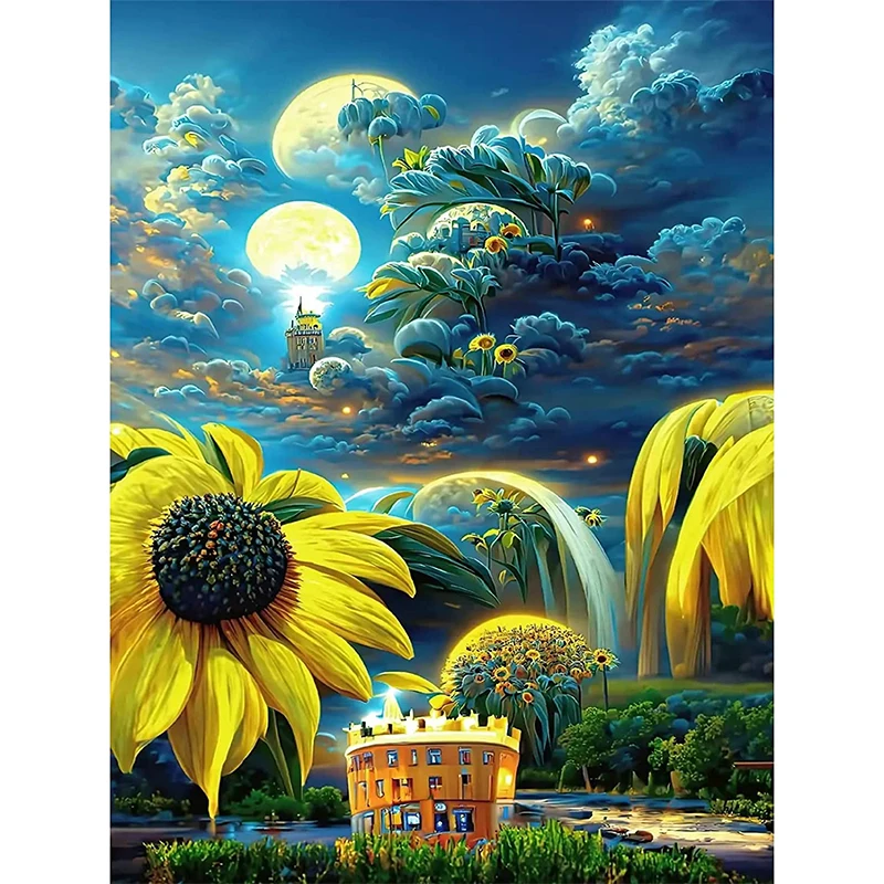 

Full Square/Round Diamond Art Painting Sky Castle Sunflower Sunset Embroidery Diamond Mosaic Sea Cross Stitch Kits Home Decor