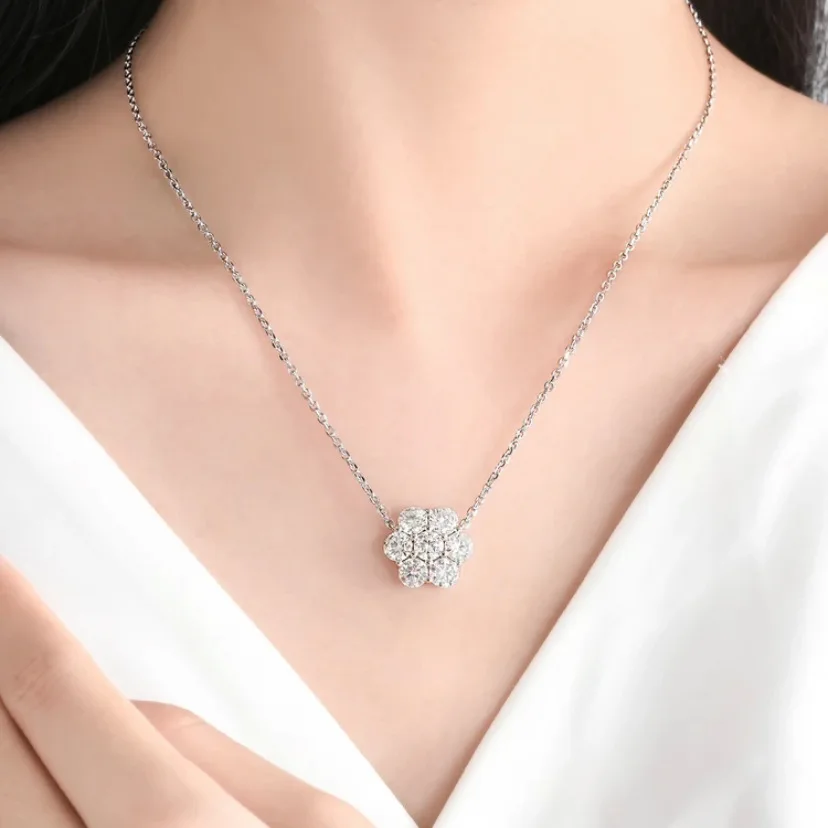 Цепочка женская с кулоном в виде муассанита серебро 3 5 пробы мм