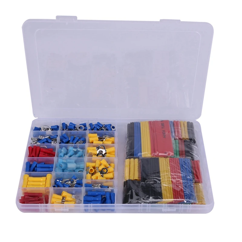 

558Pcs Heat Shrink Tube Sleeving Kit Set Car Wire Electrical Terminals Crimp Connectors With Plastic Box