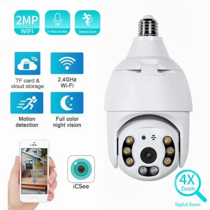 

1080P E27 Bulb Wifi Camera With PTZ HD Infrared Night Vision Two Way Talk Baby Monitor Auto Tracking Home Security
