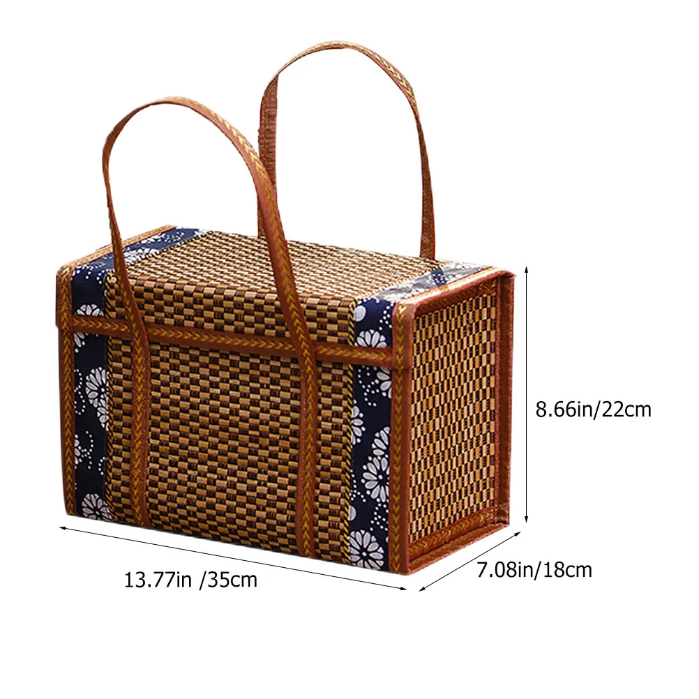 

Basket Picnic Wovenfor Baskets Wicker Storage Folding Fruit Handle Hamper Handles Camping Market Foldable Rattanshopping Gifts