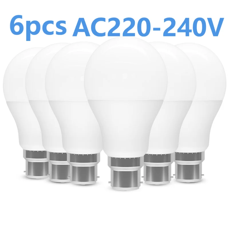 6 шт. B22 светодиодная лампа байонет 220-240 В 60 Вт эквивалент A60 9 холодный белый теплый