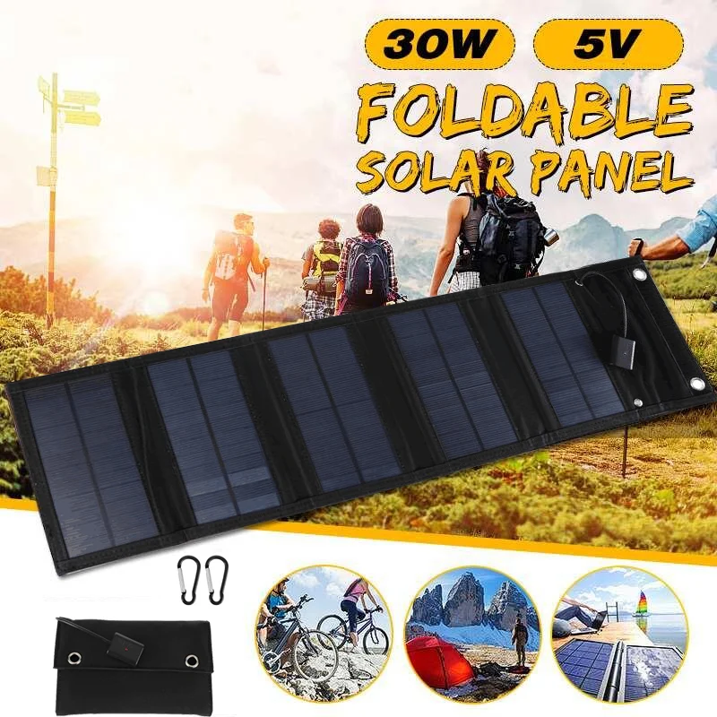 

2023 30W 5V Foldable USB Solar Panel Solar Cell Portable Folding Solar Panel Charger Outdoor Mobile Power Battery Charger