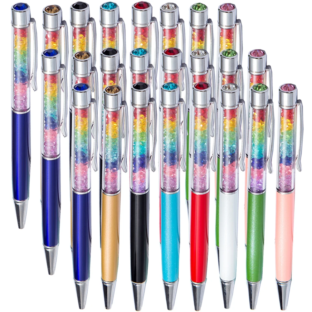 

50Pcs Diamond Crystal Rainbow Ballpoint Pen For Office Women Wedding Gifts
