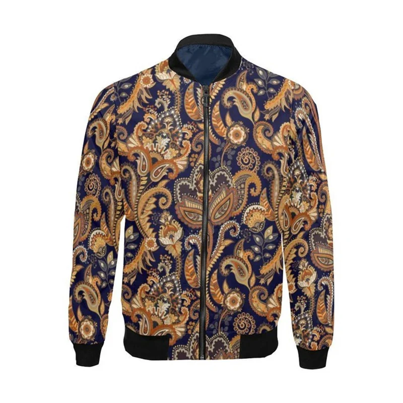 Luxury Baroque Bomber Jacket Men Women 3D Printed Gold Graphic Jackets Street Trend Fashion Flowers Autumn Zipper Soft Coat