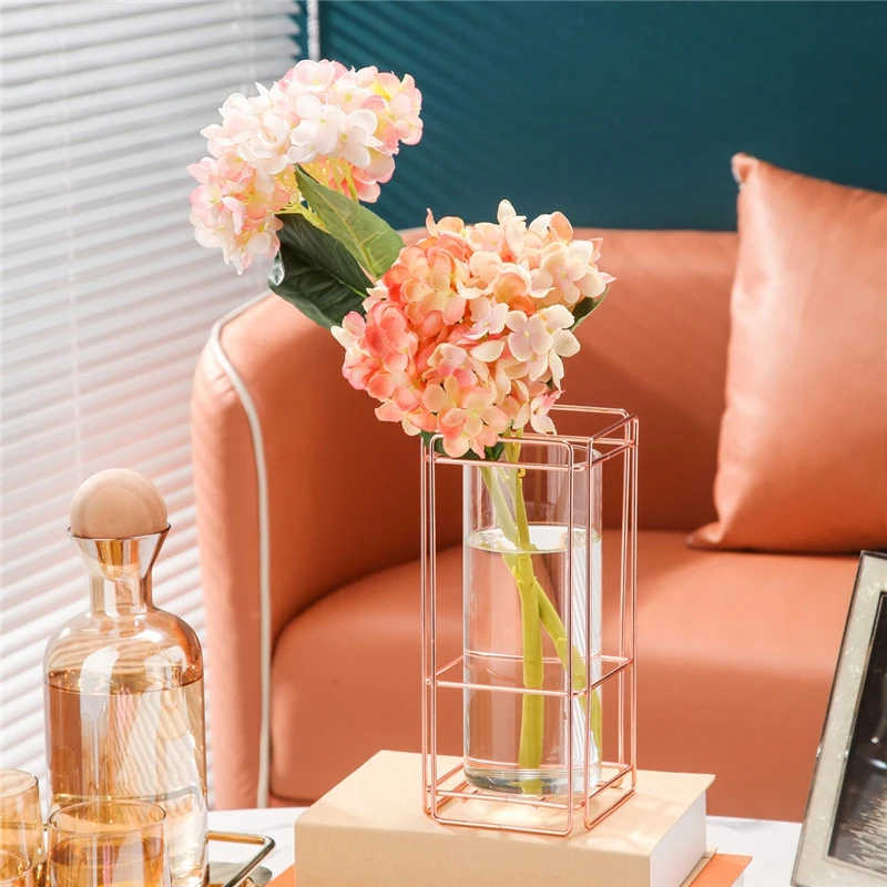 

Modern Iron Glass Vase Flower Arrangement Vase Hydroponic Holder Terrarium Aesthetic Room Decor Creative Desktop Decoration