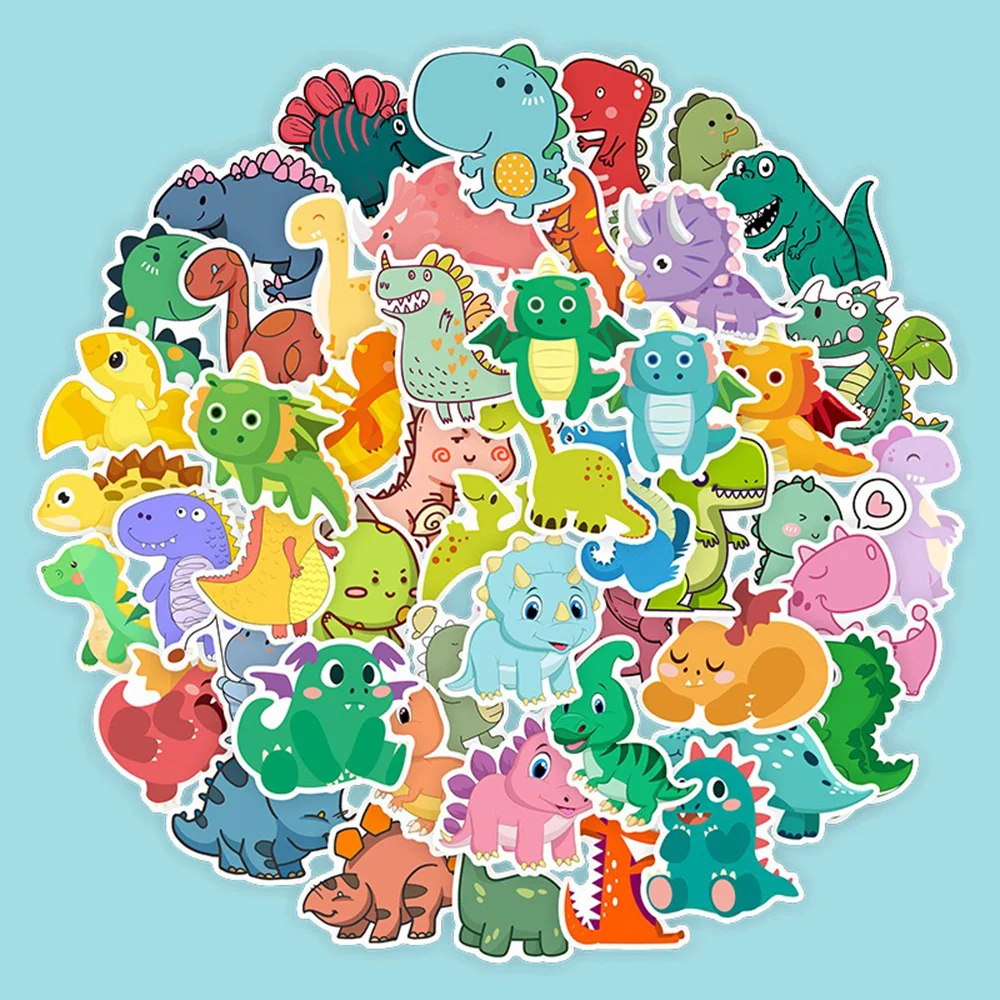 

10/30/50PCS Color Cute Little Dinosaur Cartoon Animal Stickers DIY Fridge Laptop Luggage Skateboard Graffiti Decals Sticker