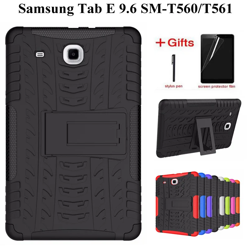 

Hybrid Armor Kickstand TPU +PC Back Case For Samsung Galaxy Tab E 9.6 T560 T561 Tablet Cover for Samsung TabE T560 case+Film+Pen