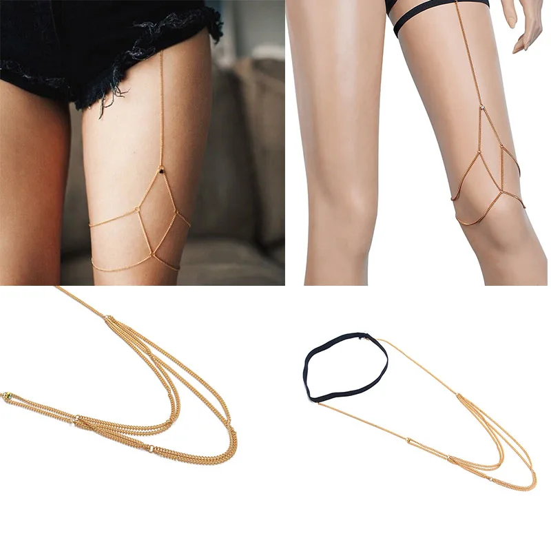 

New Boho Spider Fashion Sexy Leg Thigh Chain For Woman Beach Summer Bikini Body Chain Pendant Simple Gold Color Body Accessories
