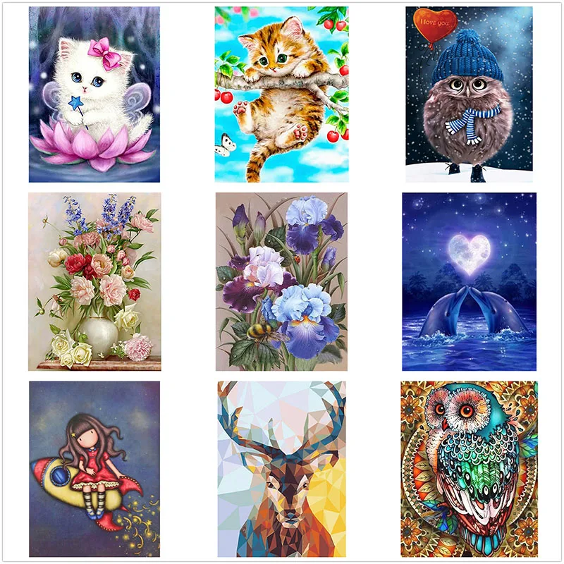 

Набор для алмазной живописи 5D, мозаика с кошкой, дельфином, животным, пейзаж «сделай сам», Пляжная Алмазная вышивка стразы, украшение для дом...