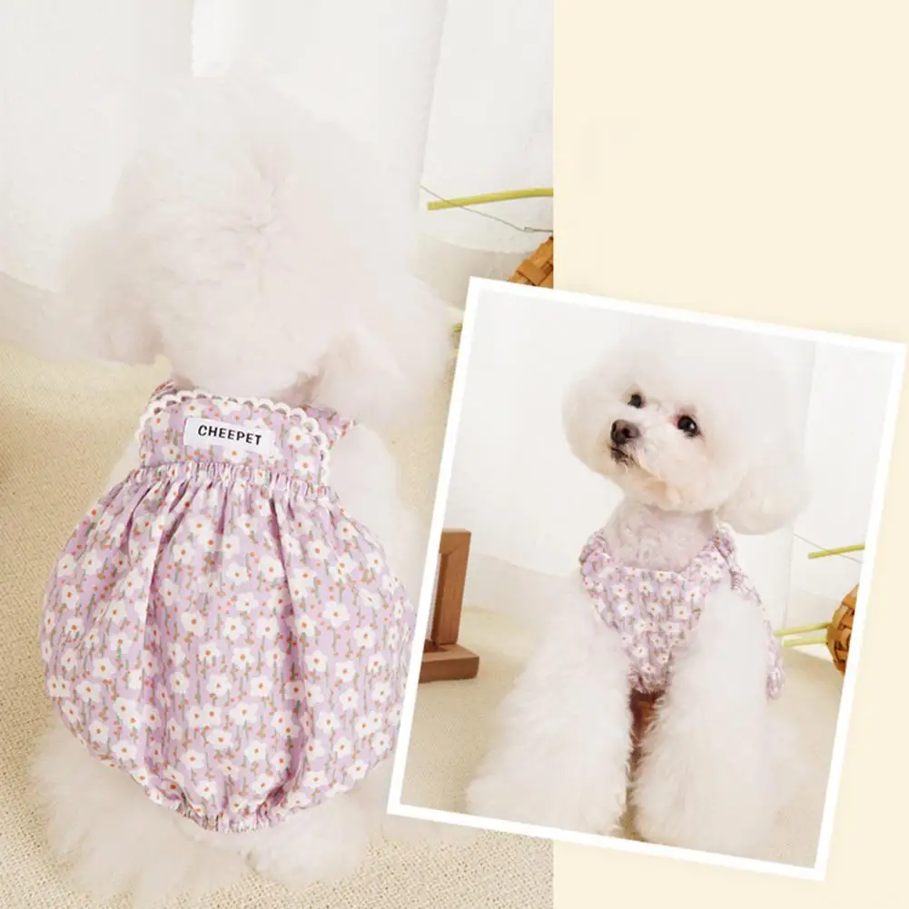 

Pet Bubble Skirt Adorable Dog Dress Stylish Sweet Floral Printing for Summer