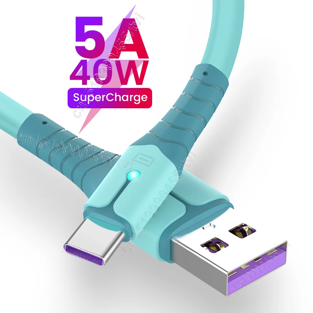 

USB Type C Cable 5A Fast Charging USB C Cable for Huawei Data Cord Charger USB Type C Cable For Xiaomi POCO X3 M3 Samsung 1/2M