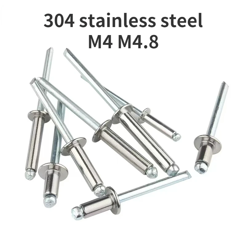 

5-20Pcs M4 M4.8 Mushroom Head Break Mandrel Blind Rivets Semi-steel Open-ended Flat Round Head Core-pulling Rivet Length=20-30mm