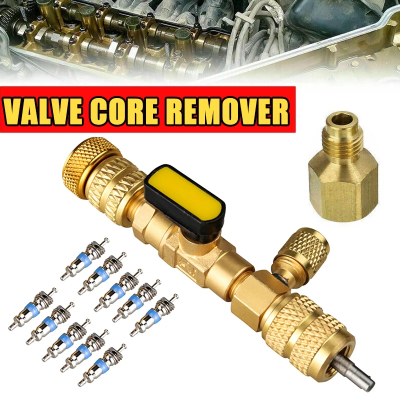 

1 set R410A R22 Valve Core Remover Installer Tool 1/4" and 5/16" Dual Port For HVAC Valve Core System Tools