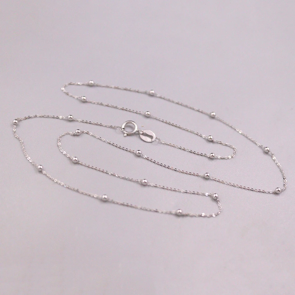 Au750 18-каратное белое золото мини-бусины крошечное ожерелье-цепочка ювелирные