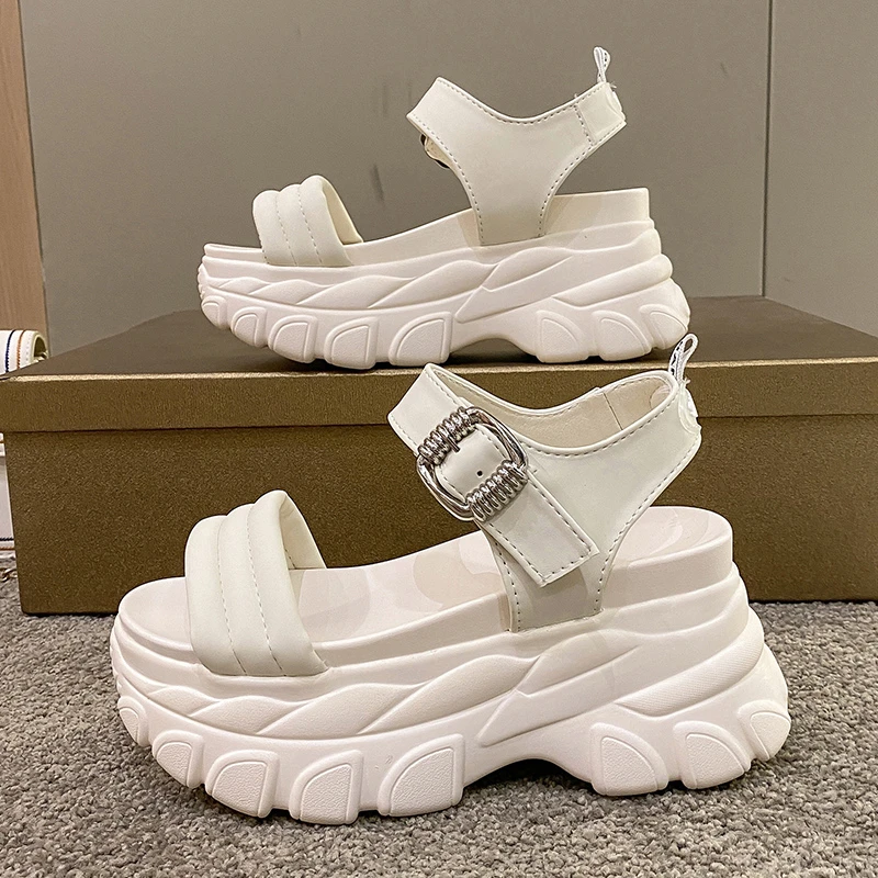 

Classics High Platform Sandals Women Bling Wedge High Heels Summer Buckle Chunky Sandalias Beach Slippers Zapatos Mujer 8CM