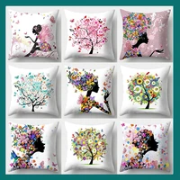 45x45cm butterfly fairy pillowcase 45cmx45cm square sofa pillow cover lucky tree cushion cover