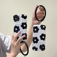 cute fashion flowers soft collar wristband female phone case for iphone 11 12 13 pro max x xs xr full lens protection cover
