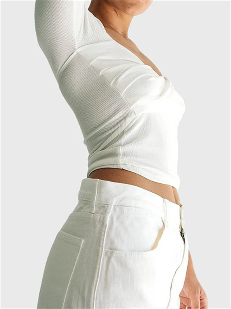 

Женская футболка с воротником-лодочкой, облегающая футболка с длинным рукавом и открытыми плечами, весна-лето 2023