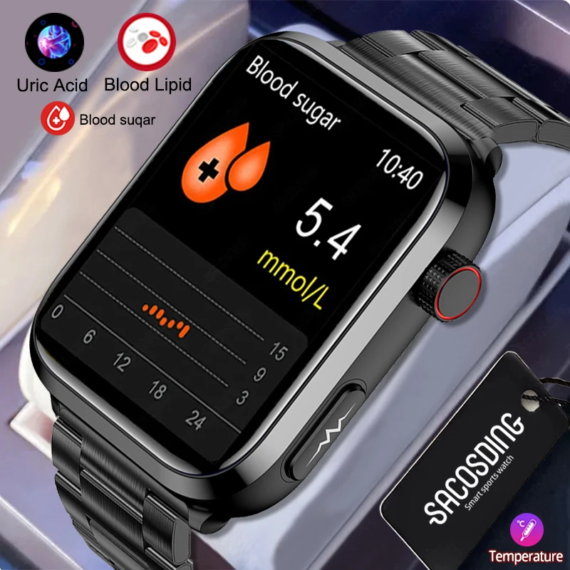 

2023 New Uric Acid Non invasive Blood Glucose Smart Watch Men Bluetooth Call Blood Lipid Blood Oxygen Blood Pressure Smartwatch