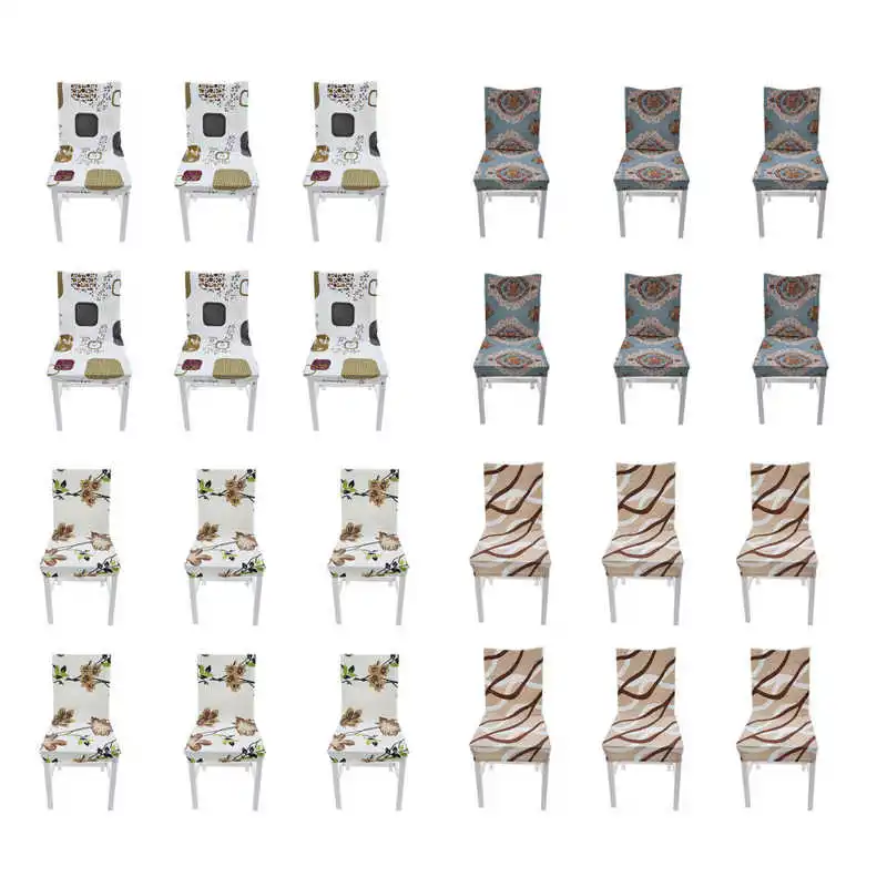 

6PCS High Elasticity Home Chair Covers Removable Washable Dustproof Cover Home Hotel Elastic Dining Chair Cover