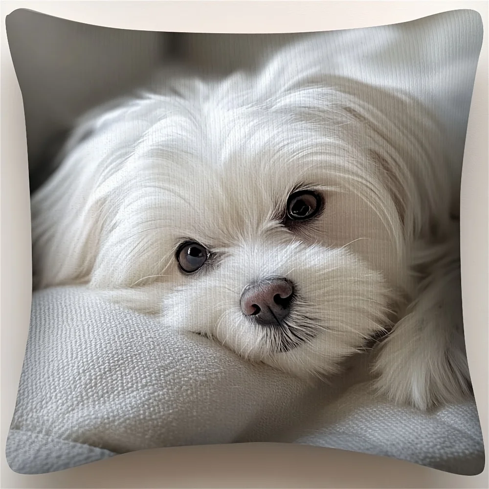 

Чехол для подушки с изображением щенка мальтезе ZZN 45x45 см