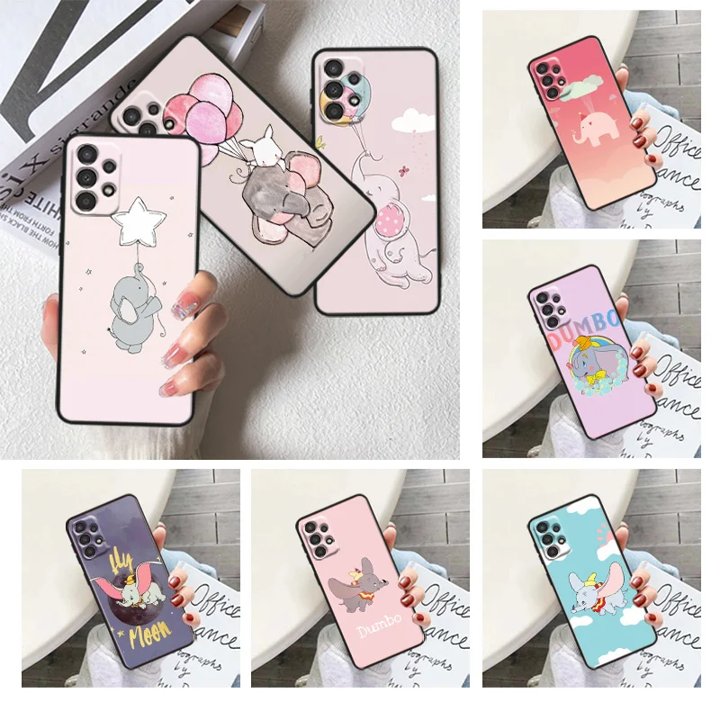 

Dumbo Flying Elephant Style Phone Case For Samsung A22S A22 A21S A14 A13 A12 A11 A04S E A03S A02S A01 Core Black Soft Cover