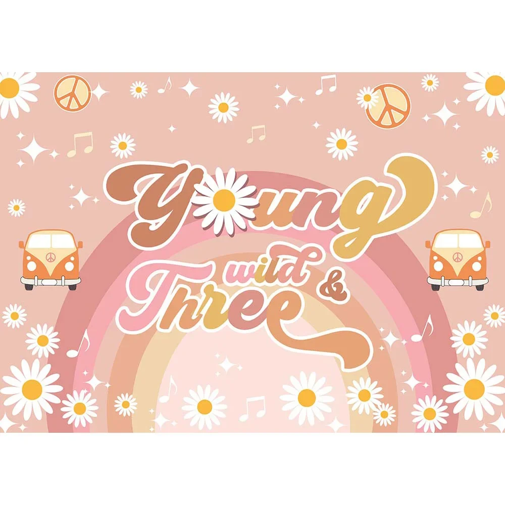 Mocsicka Young Wild Groovy Girl фон с тремя день рождениями мир Дейзи Радуга автобус звезда