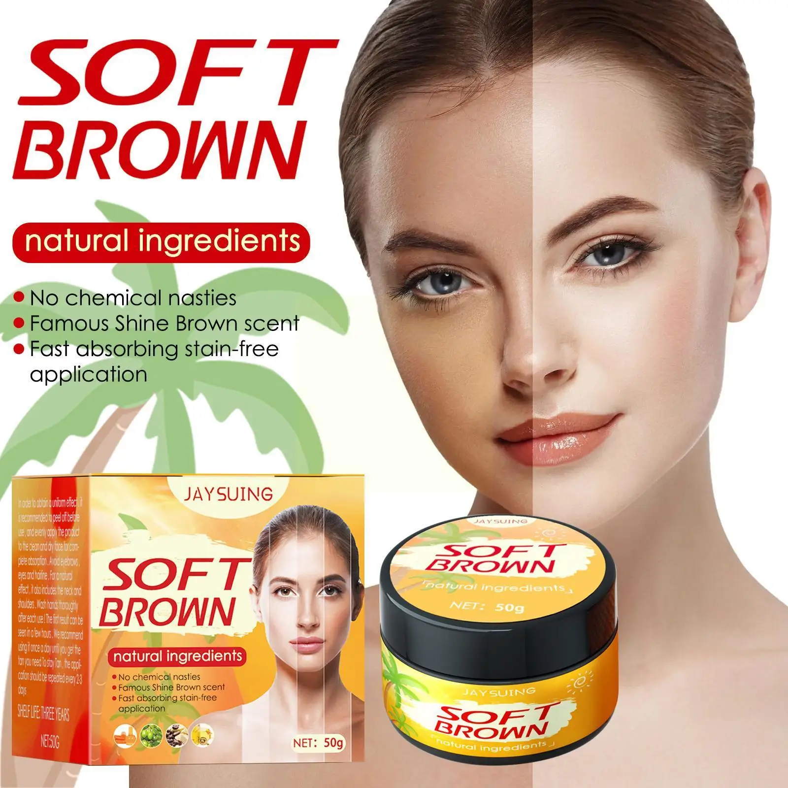 

Tanning Cream Summer Skin Solarium Makeup Tan Repair Gel Summer Beach Portable Bronzer Tanning Cream For Women And Men 50g X2U5