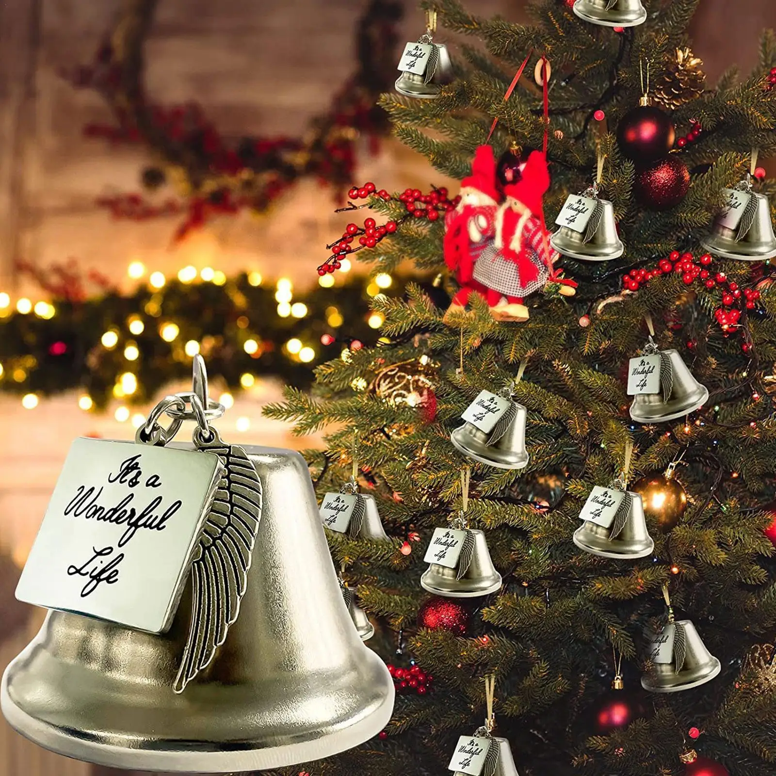 

Retro Alloy 2022 Christmas Bell Pendant Durable Exquisite Memorial Angel Chimes Decoration Room Wind Chimes Ornament Decor K1t7