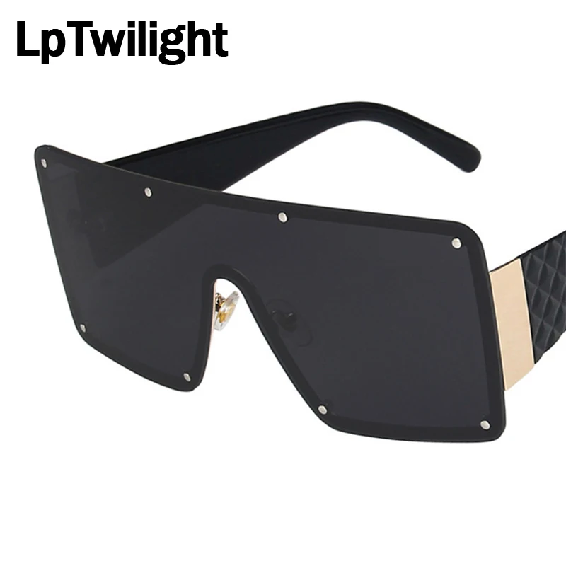 

LpTwilight Personalized Square Sunglasses Shades for Women Fashion Wild Rimless Glasses Big Frame Spectacles Conjoined Piece