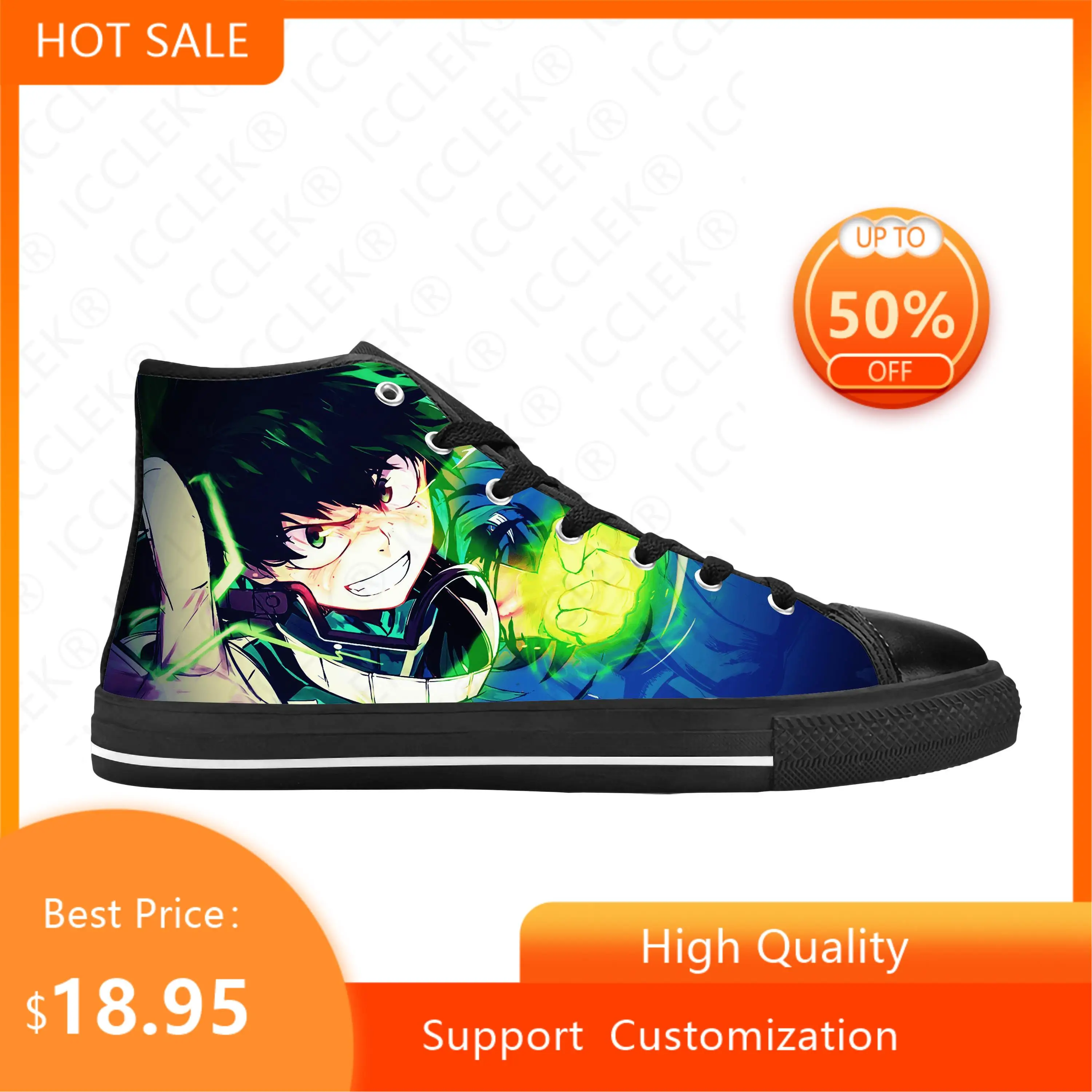 

Кроссовки мужские/женские из ткани с высоким верхом и 3D принтом