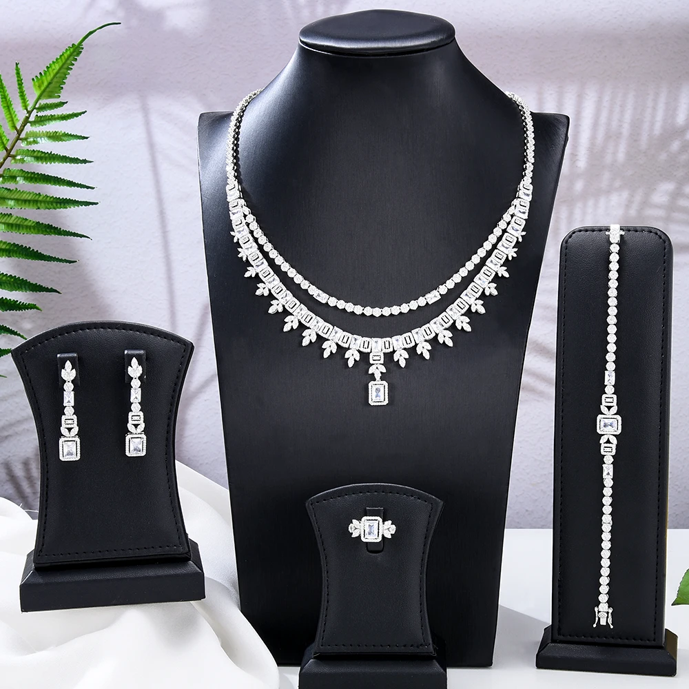 

GODKI Luxury Geometric 4PCS UAE Jewelry Set For Women Wedding Party Zircon Indian African DUBAI Bridal Jewelry Set