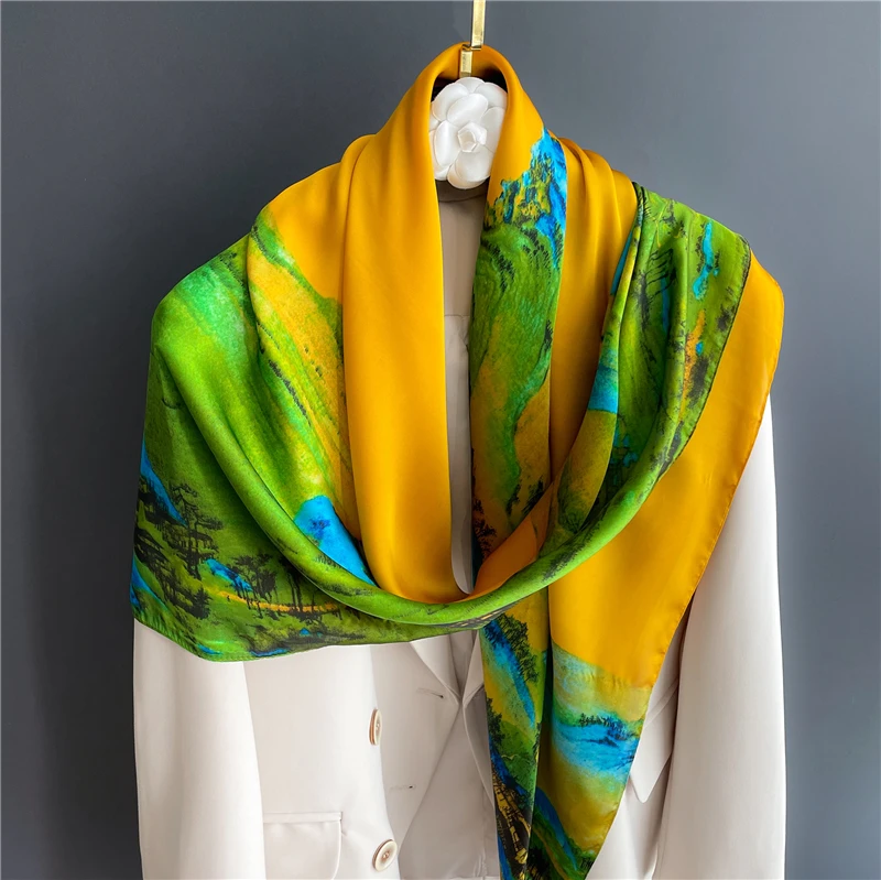 2022 дизайнерский Шелковый квадратный шарф Женская Косынка женский платок