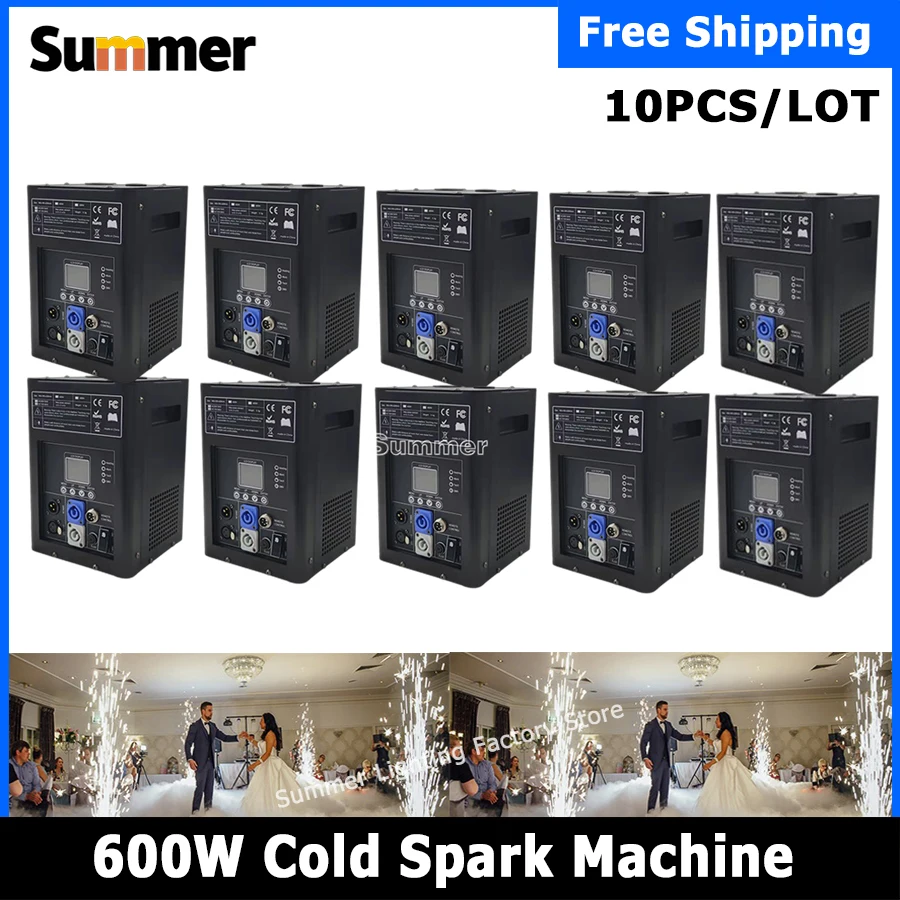 

No Tax 10Pcs 600W Cold Spark Fountain Machine Without Case DMX Remote Control Special Effect Machine For Wedding Party