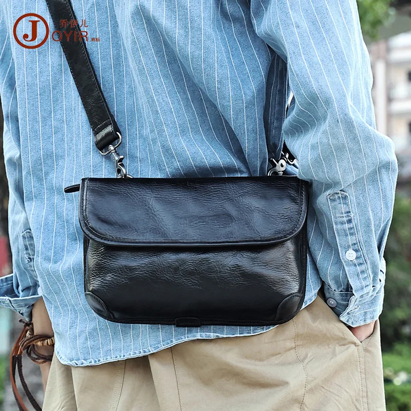 

Street Trend Multifunctional Men Shoulder Bag Top Layer Cowhide Crossbody Bag Genuine Leather Casual High-quality Black Men Bag