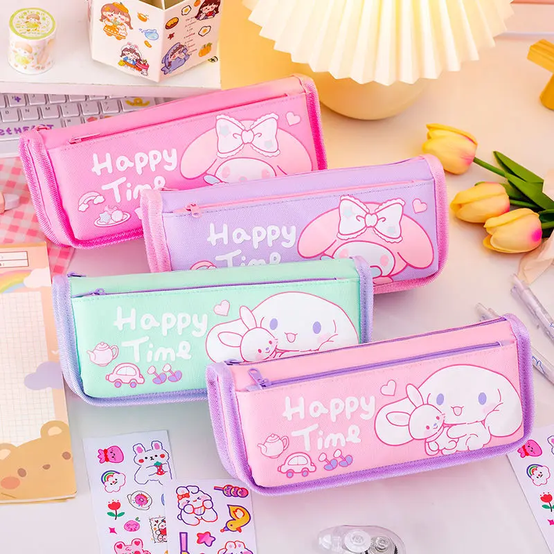 

Sanrio симпатичная сумка для ручек с рисунком мультфильм Cinnamoroll My Melody большая емкость канцелярская сумка Kawaii Студенческая сумка для хранения подарки