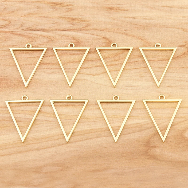 Полые открытые геометрические треугольные серьги 15 шт. золотого цвета, подвески для рукоделия, Ювелирная фурнитура для изготовления ювелирных изделий, аксессуары 35x27 мм