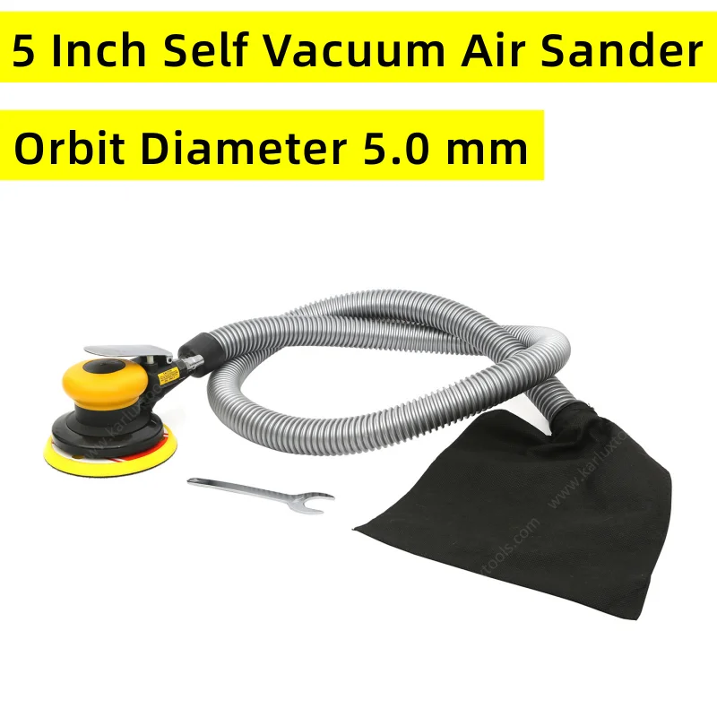 

5 Inch (125mm) Self Generated Vacuum Air Sander Orbital Polisher Eccentric 5mm Grinding Machine Pneumatic Sanding Polishing Tool