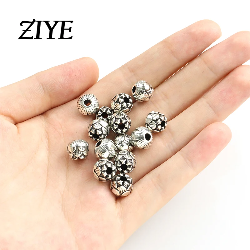 

10pcs Hot 8*9mm Vintage Lotus Alloy Spacer Beads Tibetan Silver Color Flowers Metal Loose Beads Fit Making DIY Bracelets Jewelry