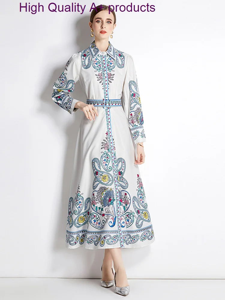 

Женское модельное платье макси в стиле ретро, Элегантное однобортное длинное платье с длинным рукавом, праздничное пляжное платье, весна 2023