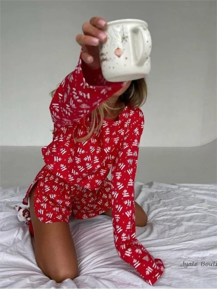 Рубашка с длинным рукавом и шорты буквенным принтом домашняя одежда из смески