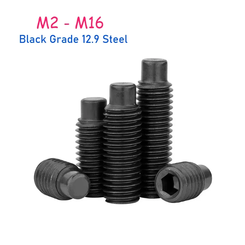 

M2 M2.5 M3 M4 M5 M6-M16 Черный класс 12,9 Сталь Шестигранная шестигранная головка Установочный винт с выпуклым концом Грунт без головки