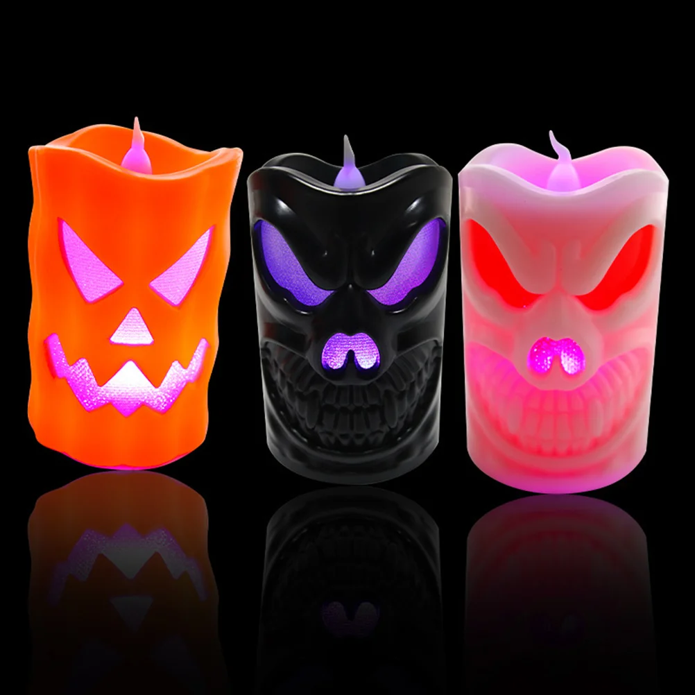 

3 pcs Desktop Pumpkin Decor Electronic Candle Tealight Light for Party